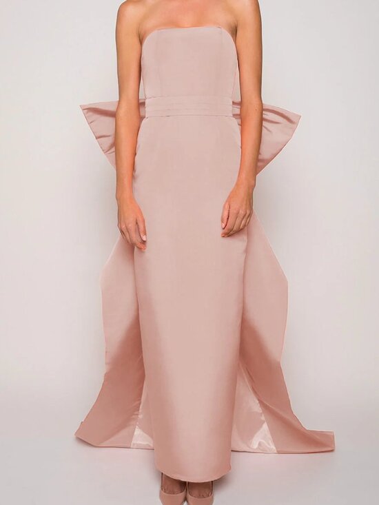 Alexia Maria Dresses & Skirts - Alexia Maria Bow Butterfly Silk Faille Column Gown in Blush Color size 4